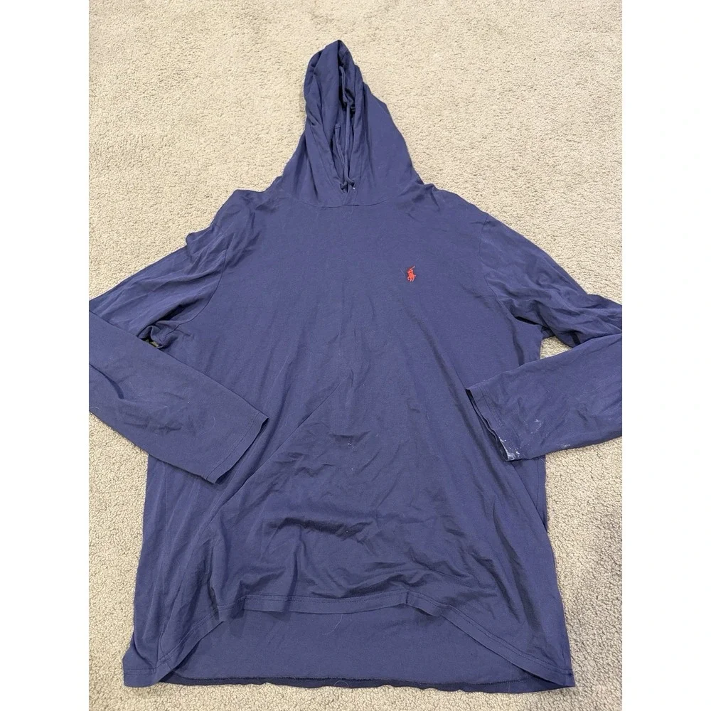 Polo Ralph Lauren Hoodie Mens XL Navy Long Sleeve‎ Red Pony Pullover Lightweight